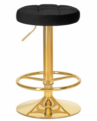 Табурет барный DOBRIN BRUNO GOLD (черный велюр (MJ9-101)),5008_GoldBase-LM BRUNO GOLD, цвет сиденья черный велюр (MJ9-101), цвет основания золото