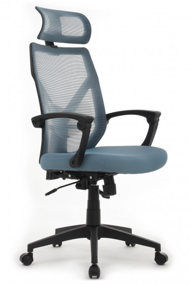 Кресло Oliver W-203AC Чёрный пластик/Синяя сетка Кресло Oliver W-203AC Чёрный пластик/Синяя сетка