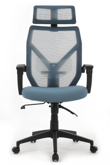 Кресло Oliver W-203AC Чёрный пластик/Синяя сетка Кресло Oliver W-203AC Чёрный пластик/Синяя сетка