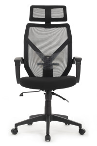 Кресло Oliver W-203AC Чёрный пластик/Чёрная сетка