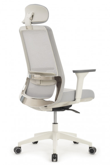 Кресло WORK W-218C white Светло-серый пластик/Светло-серая сетка