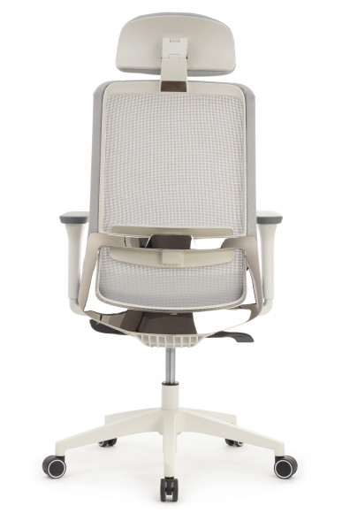 Кресло WORK W-218C white Светло-серый пластик/Светло-серая сетка