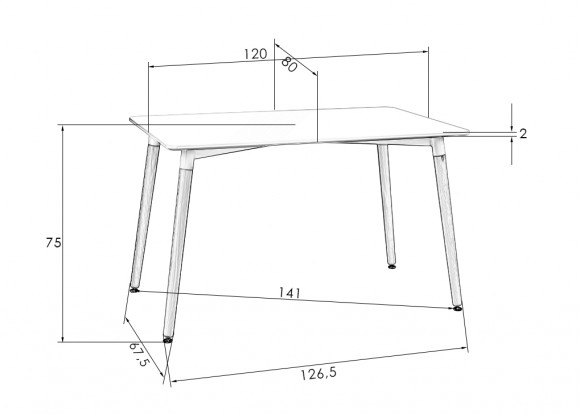 Стол обеденный DOBRIN SERRA WIDE (ножки светлый бук, столешница чёрная),04-TD-LMZL SERRA WIDE, цвет столешницы черный, цвет основания светлый бук
