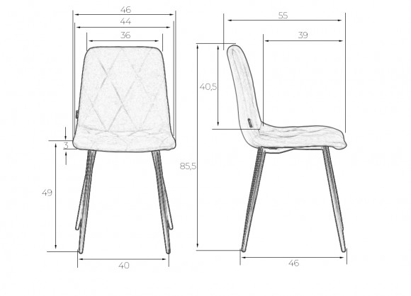 Стул обеденный DOBRIN CHILLY ROMBO (Серо-голубой Simple 26, основание белый),006 DOBRIN CHILLY ROMBO, цвет сиденья серо-голубой Simple 26, цвет основания белый